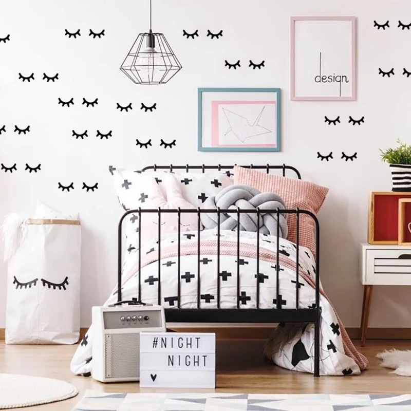 Kreta Peuter kolf Kinderkamer Decoratie Wimper Muurstickers Leuke Babykamer Stickers Nordic  Meisje Slaapkamer Decor|Wandstickers| - AliExpress