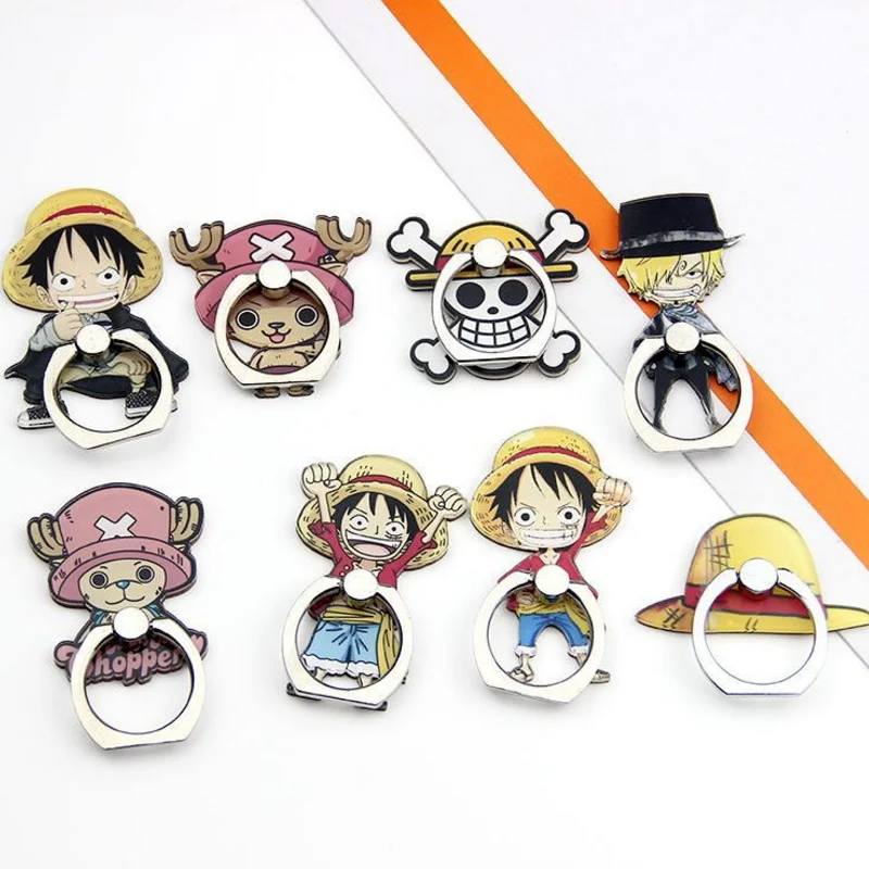 

1 pcs new Japanese Anime Action Figures Toy One Piece Luffy Zoro Figure 360 Degree Metal Finger Ring Holder Case for phone