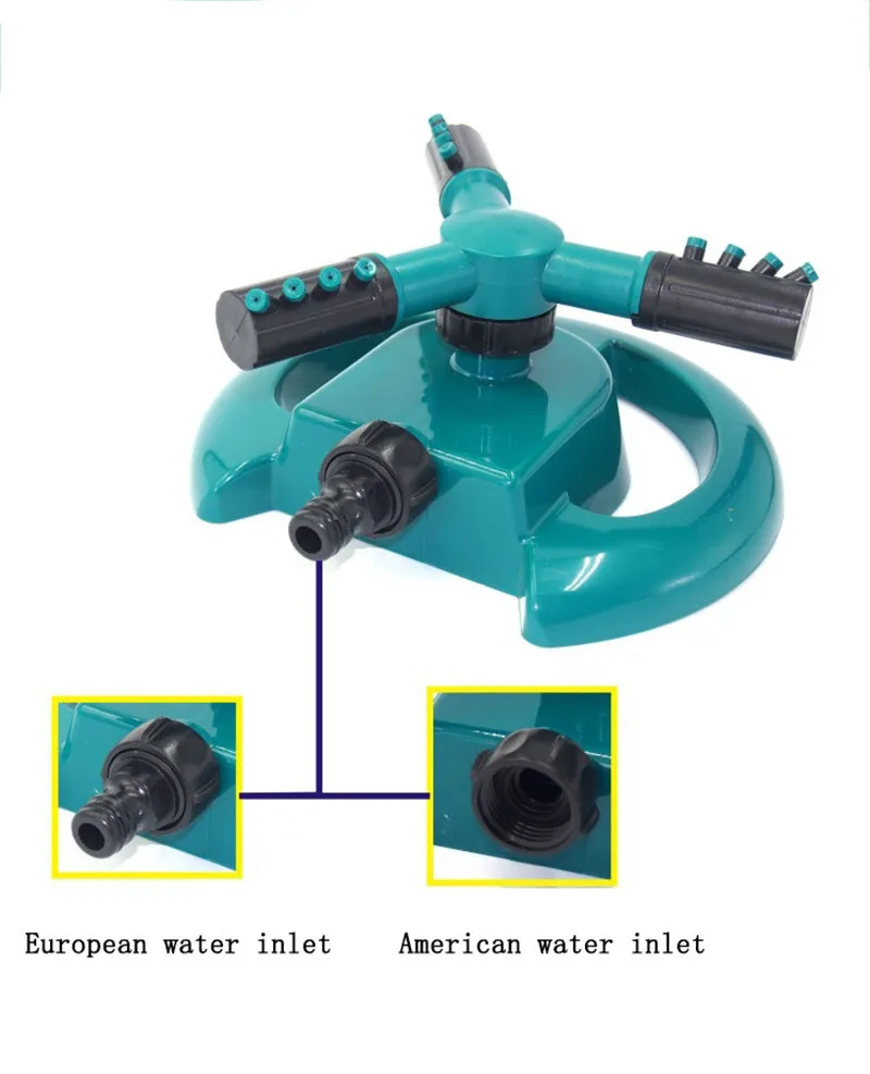 Садовые спринклеры, автоматический полив, полив, душ, газон, 360 градусов, вращающийся спринклер для воды, 3 насадки, садовая система полива