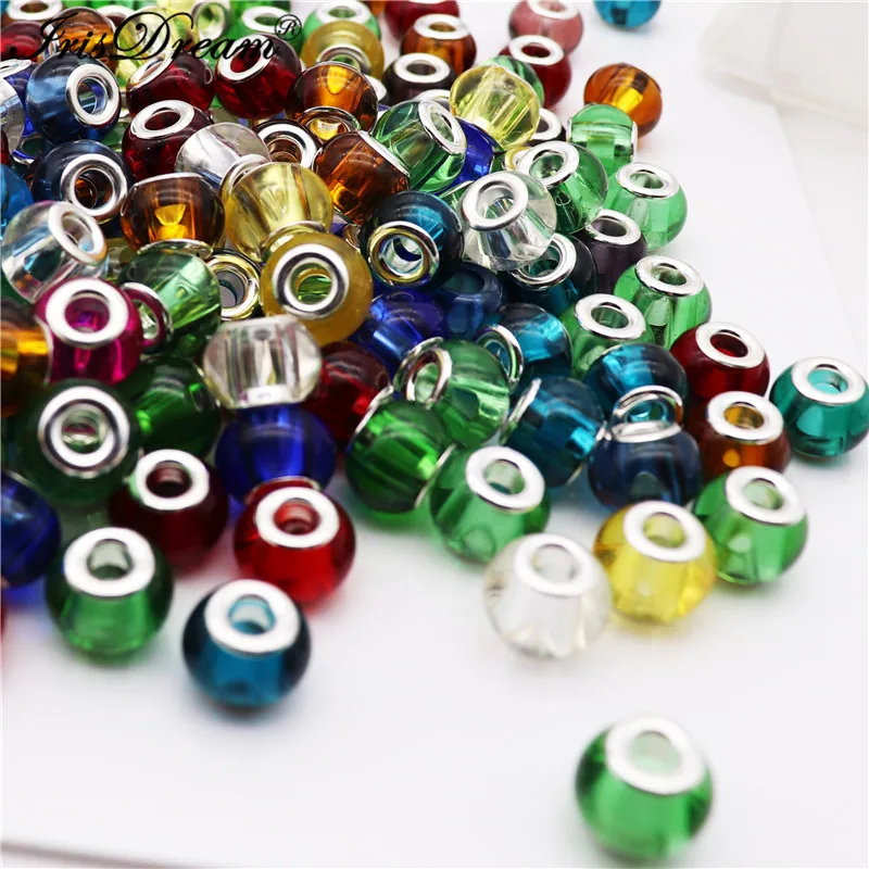 

20Pcs Assorted color mixed crystal clear round loose spacer glass beads charm fit for pandora bracelet bangle DIY jewelry making