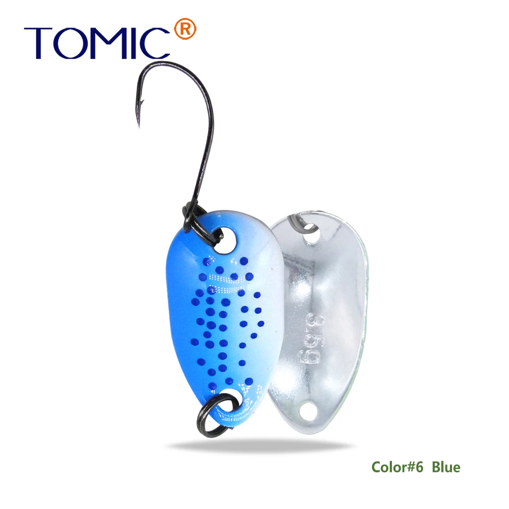 Tomic 1 шт., 2 г, 3,5 г, 4,5 г, микро рыболовные ложки для форели, воблер, УФ матовые цвета, металлическая приманка, один крючок, Спиннер, жесткая приманка, мигалка - Цвет: 6 blue
