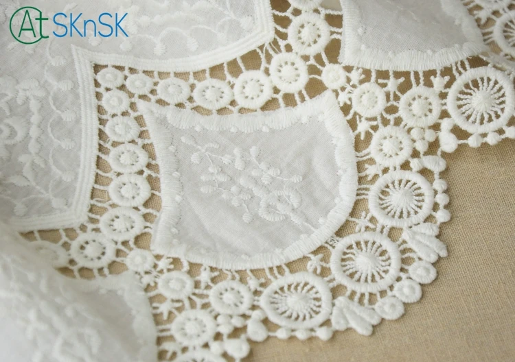 Encaje veneciano simetría Bilateral algodón blanco calado bordado encaje tela suave Boda nupcial encaje diy parche tela - 3