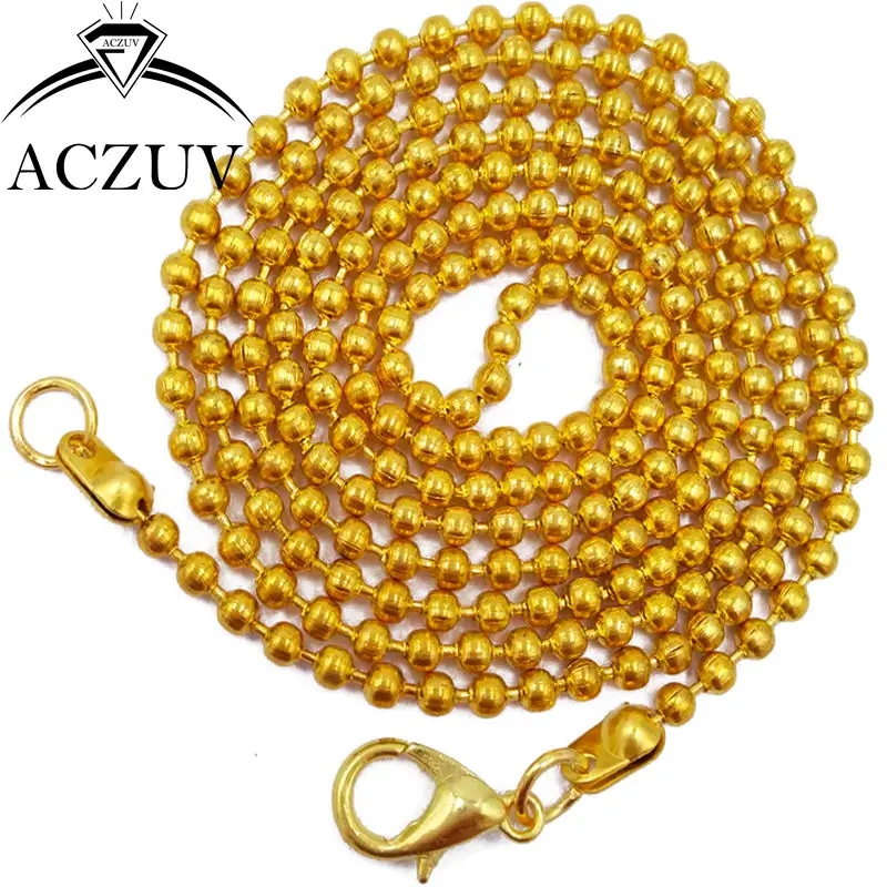 

100pcs Gold Plated 2.4mm Bead Chains 40cm to 80cm Metal Ball Chain Necklace with 12mm Lobster Clasp BBC012