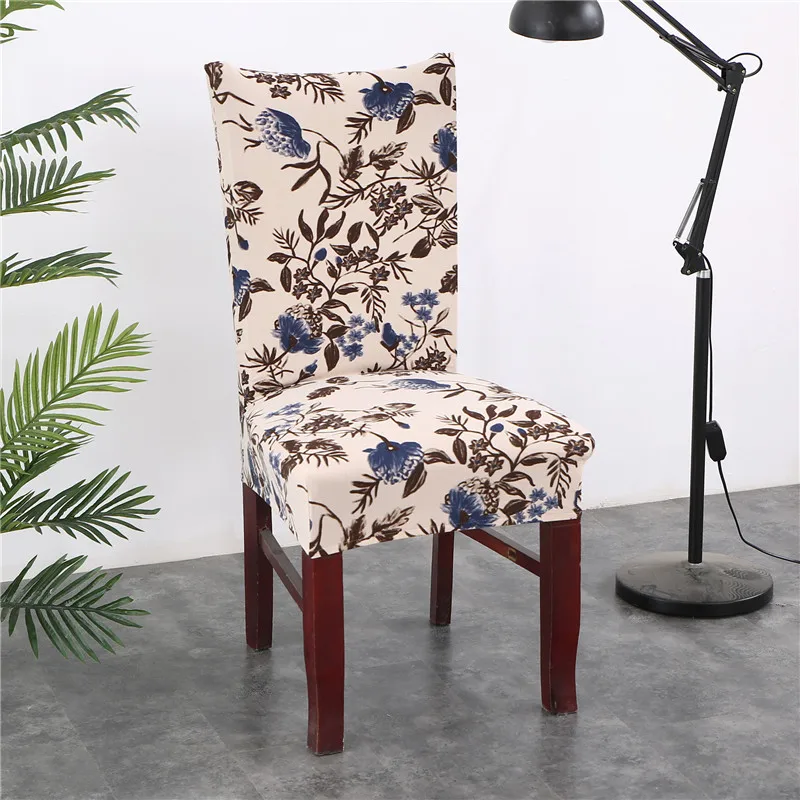 

Retro Flower Print Elastic Stretch Spandex Chair Covers 1pcs Anti-Dust Home Dining Chair Cover Quality Slipcover Chair Cover