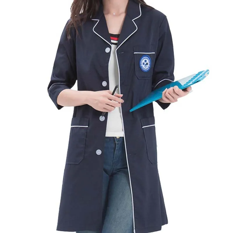 [Комплект] Женская мода 3/4 рукав Lab Coat (макет Wrap)|Лабораторные халаты| |