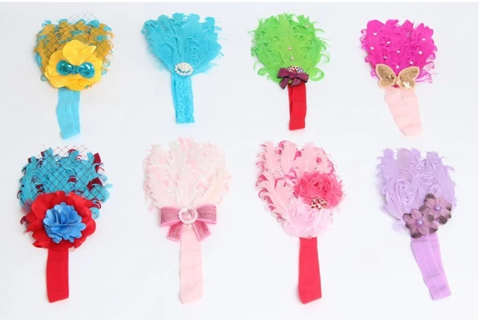 Детская эластичная повязка на голову с перьями|gift bags for food|headband babyheadband flower |