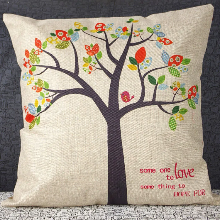 

Cushion Without Core Custom Cotton Linen Tree of life Decorative Throw Pillows Sofa Chair Cushions Home Decor cojines 45*45cm