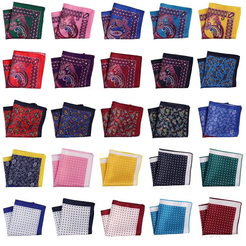 

25 Colors Men's Pocket Square Polyester Floral Printed Handkerchief Hankies Hanky Business Chest Towel wedding party MPK131-155