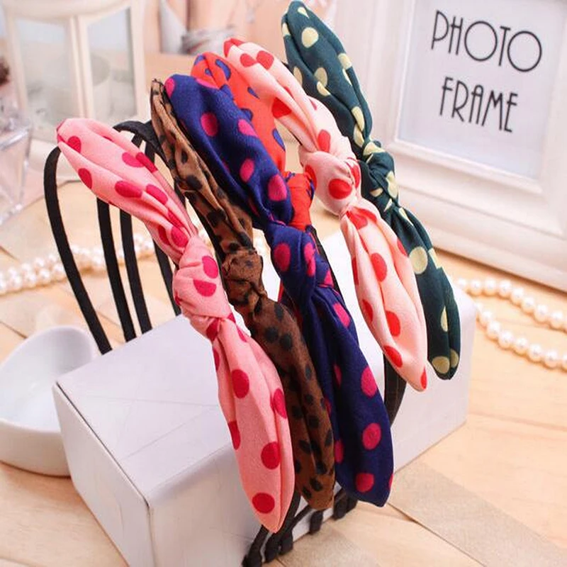 

New Arrival 3 pcs/bag color random Cute dot candy Bow Hair Band Hair Hoop Rabbit Ears Headwear Hair Accessories
