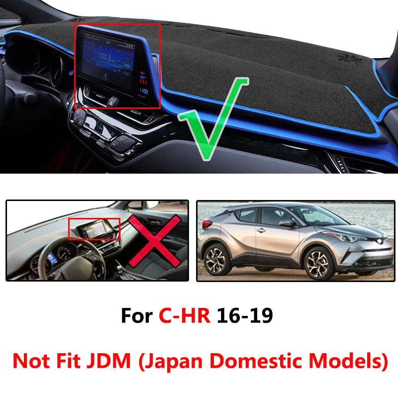 Xukey Dashboard Cover Dash Mat Dashmat для Toyota CHR C HR 2016 2017 2018 2019 Blue Edge Board Pad Sun Shade Carpet| |