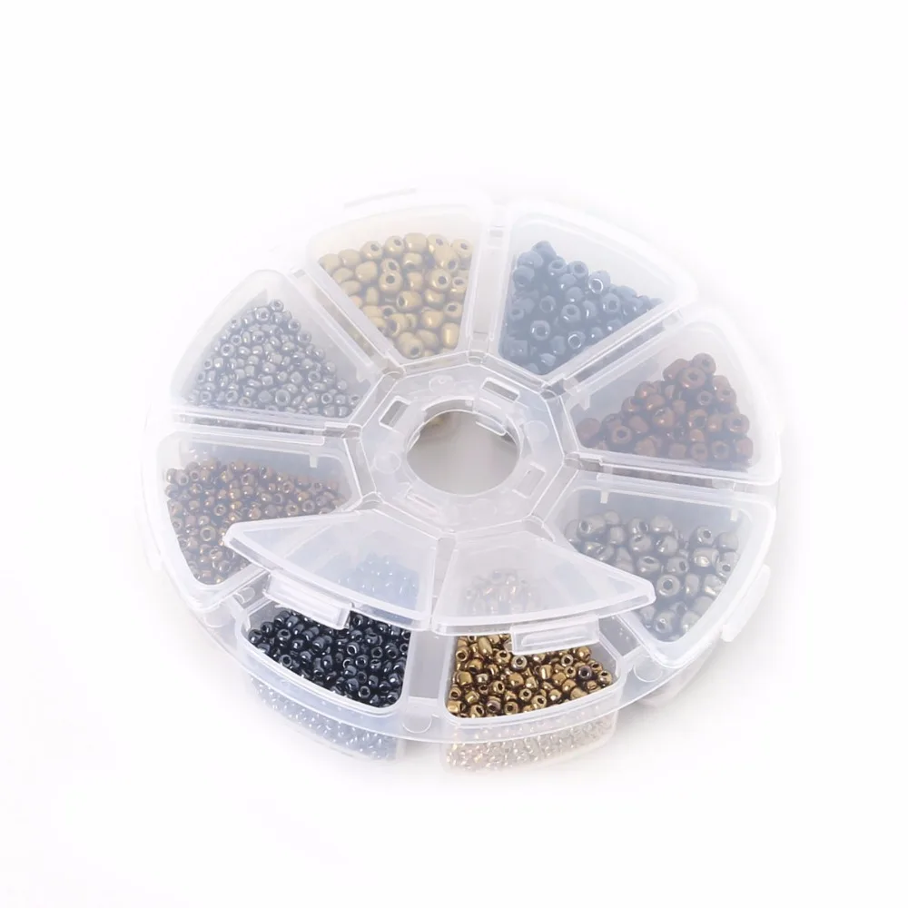 

2800Pcs 2mm/4mm DIY 4 Colors Mix In One Box Metal seed beads garment round Balls Used for DIY Cool Cloth Craft Supplies