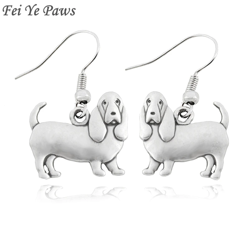 

Antique Silver Basset Hound Drop Dangle Hook Earrings Brincos long Big Earrings For Women Earings Fashion Jewelry Bijoux Femme