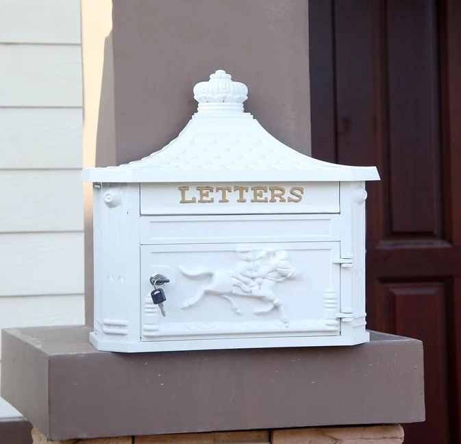multi color Apartment Vintage Garden outdoor mailbox white Cast Iron