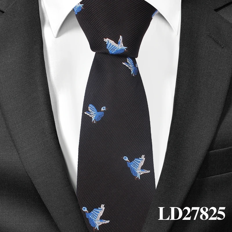 Модный мультяшный галстук для мужчин, полиэфирный жаккардовый галстук с животными, деловые свадебные костюмы, 6 см, узкие галстуки с широким горлом, тонкие галстуки - Цвет: LD27825