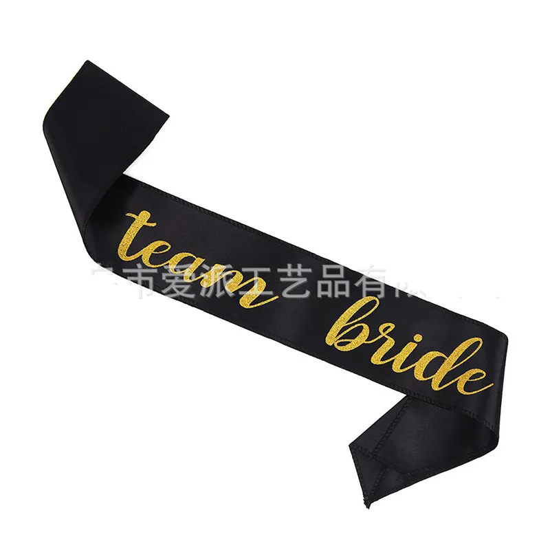 6pcs White Bride to Be Sash with Black Team Bride  Bachelorette Party Sash for Hen Party Wedding Bridal Shower Gold Letter PAT19 (3)