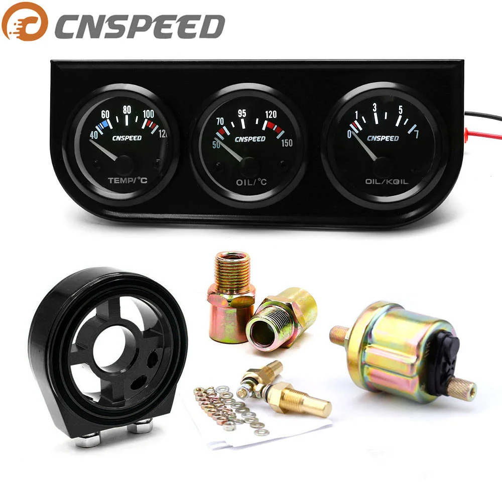 Free shipping CNSPEED 52mm Oil Temperature Gauge Triple Voltmeter Oil