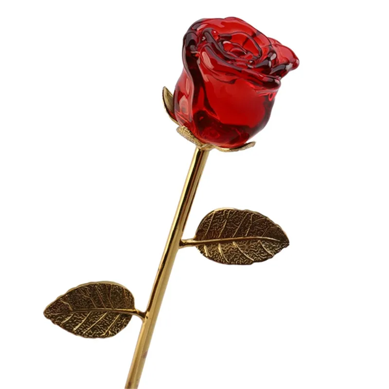 

wholesale wedding decoration new products glass crystal rose flower for souvenir gift Red Pink Rose