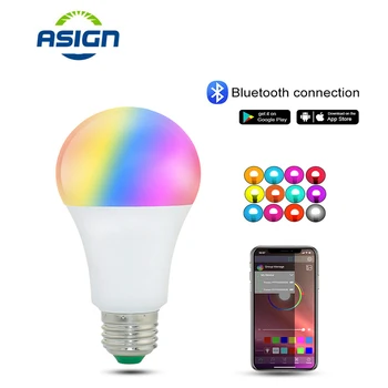 

Smart E27 RGB Led Light Bulb Bluetooth Smart Lighting Lamp Color Change Dimmable Bluetooth LED Bulb AC85-265V For Home Hotel