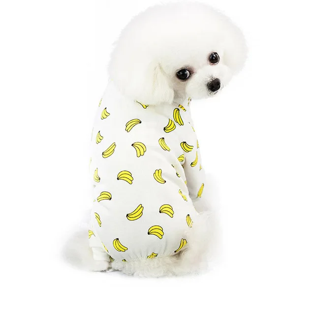 Sqinans пижама с принтом для собак летний хлопковый комбинезон для собаки костюм Одежда для маленькой собаки для чихуахуа померанского домашних животных - Цвет: Banana