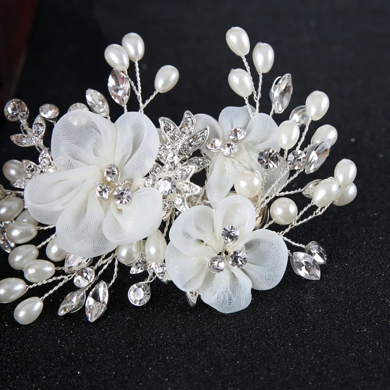  Le Liin New Silk Flower Hair Clip Bridal Hairpin Bride Barrette Headpiece Wedding Hair Accessories 