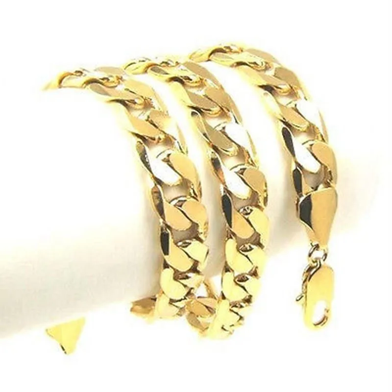 Corrente de ligação 24ct, corrente masculina amarela cheia de ouro 23.6