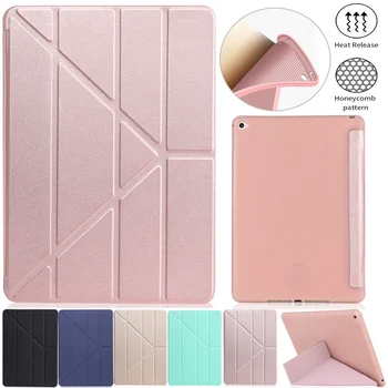 

PU Leather Silicone Case For iPad Pro 9.7" 2016 With Pencil Holder Smart Multi Fold Stand Shockproof Cover A1673 A1674 A1675