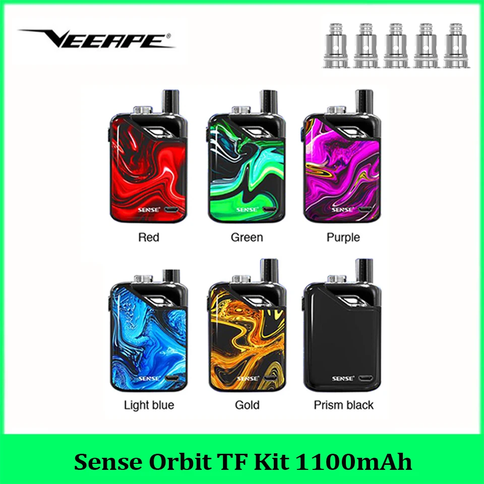 

E Cigarette Vape Kit Original Sensetech Orbit TF Pod System Starter Kit 1100mAh Battery 3ml Refillable Pod 1.5H Charing DL MTL
