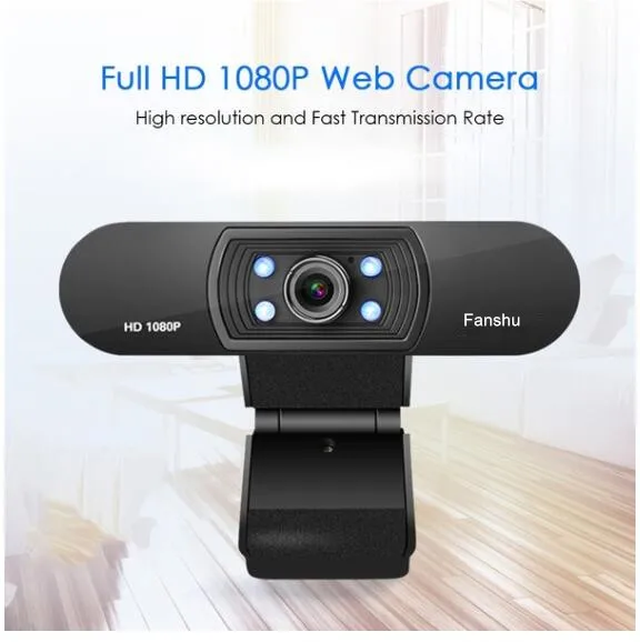 Fanshu USB 2,0 веб-цифровая камера Full HD 1080P Веб-камера с микрофоном, клипса 2,0 мегапиксельная CMOS веб-камера для компьютера, ПК, ноутбука