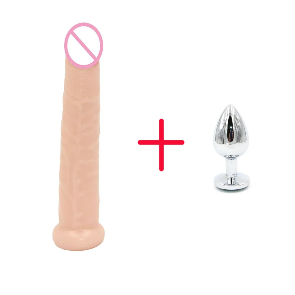 2PCS/SET Realistic Dildo With Suction Cup Flexible Dick Penis Metal Butt Anal Plug Small Dildos Adult Sex Toys for Woman Men Gay