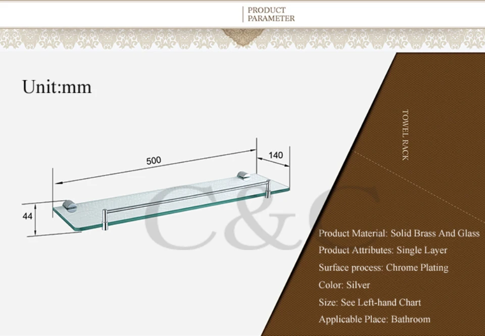 

Bathroom Towel Rack Noble And Elegant Solid Brass And Glass Chrome Plating Towel Shelf Holder 1904