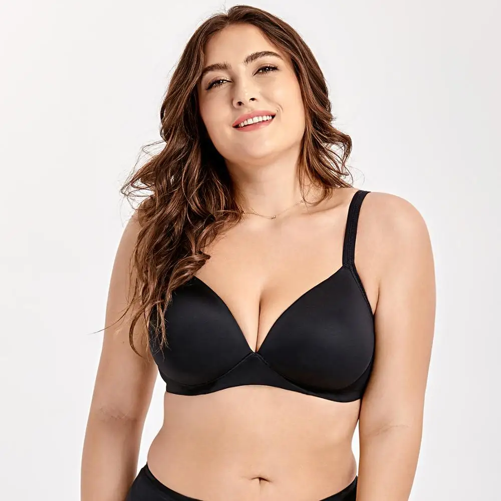 

Women's Soft Lightly Padded Wire Free Plunge Lift T-Shirt Seamless Bra