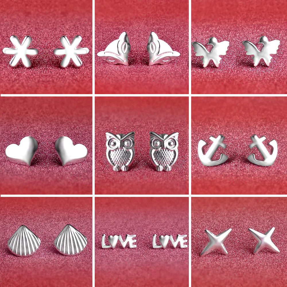 

XIYANIKE 925 Sterling Silver Fashion Shape Mini Small Earrings For Women Girl Sterling-silver-jewelry Oorbellen Brincos VES6518