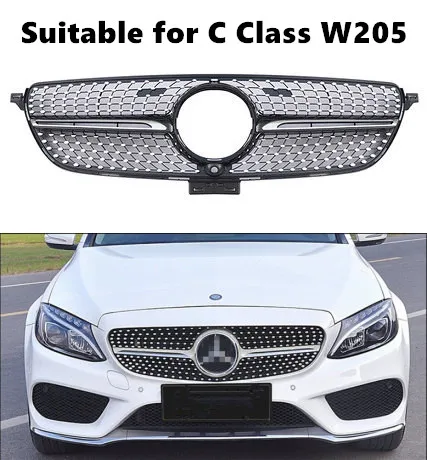 

Racing Grills Car Front Diamond Grille for Benz C Class W205 C450 C250 C180 C200 C220 C63 C300 without Centre Logo