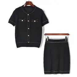 Шикарные женские комплекты из двух предметов открытые топы и мини-юбка 2019 летние женские пуговицы для вечеринки карманы футболки юбки