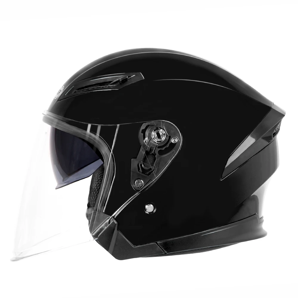 A1 Bright Black HEROBIKER мотоциклетный шлем для мужчин для мотокросса Casco Moto шлем для езды на мотоцикле полулицевой шлем крушение двойной линзы - Цвет: A1 Bright Black