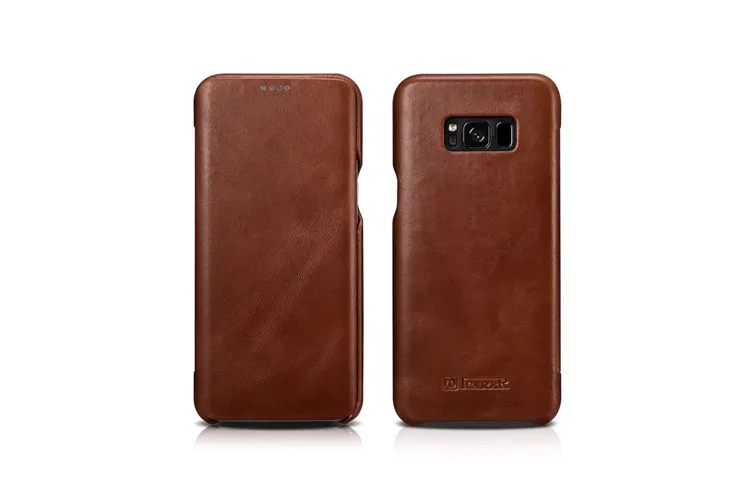 Бренд Icarer, Винтажный чехол из натуральной кожи с изогнутыми краями для Samsung Galaxy S8 Plus, кожаный чехол для телефона