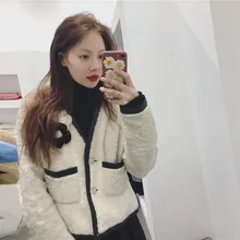 Новинка с s socialite небольшой воздушный аромат имитированный мех плюш утолщение ягнята шерстяная куртка женская F1240