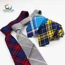 Yiyanyang Новые солнечные мягкие хлопковые галстуки для мужчин коллекции яркий серый синий красный цвета плед Полосатый Узкий галстук мужской галстук