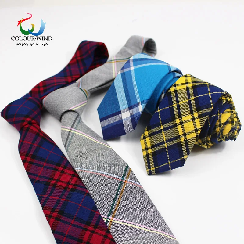 

Yiyanyang New Sunny Soft Cotton Ties For Men Collections Bright Gray Blue Red Colors Plaid Striped Necktie Narrow Male Neckware