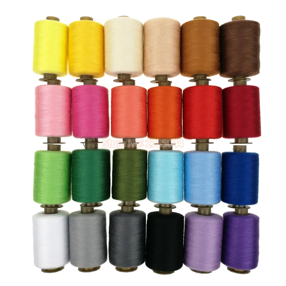 Sanbest многоцветная полиэфирная швейная нить 1000 ярдов 24 шт. набор прочных ручных машин для рукоделия патч-нить поставки TH00003 - Цвет: 24Pieces 1 Set