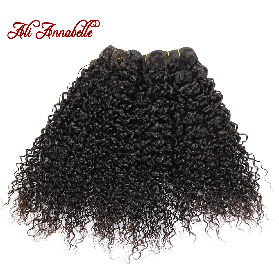 

ALI ANNABELLE HAIR Malaysian Kinky Curly Hair Weave Bundles 100% Remy Human Hair Extensions 10"-28"inch 1/3/4 Pieces