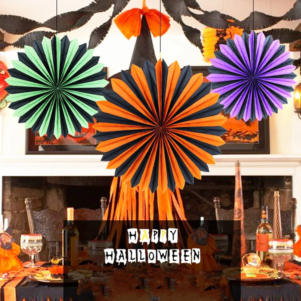 Retro Assorted Colors Halloween Spooky Hanging Fans Halloween Party ...