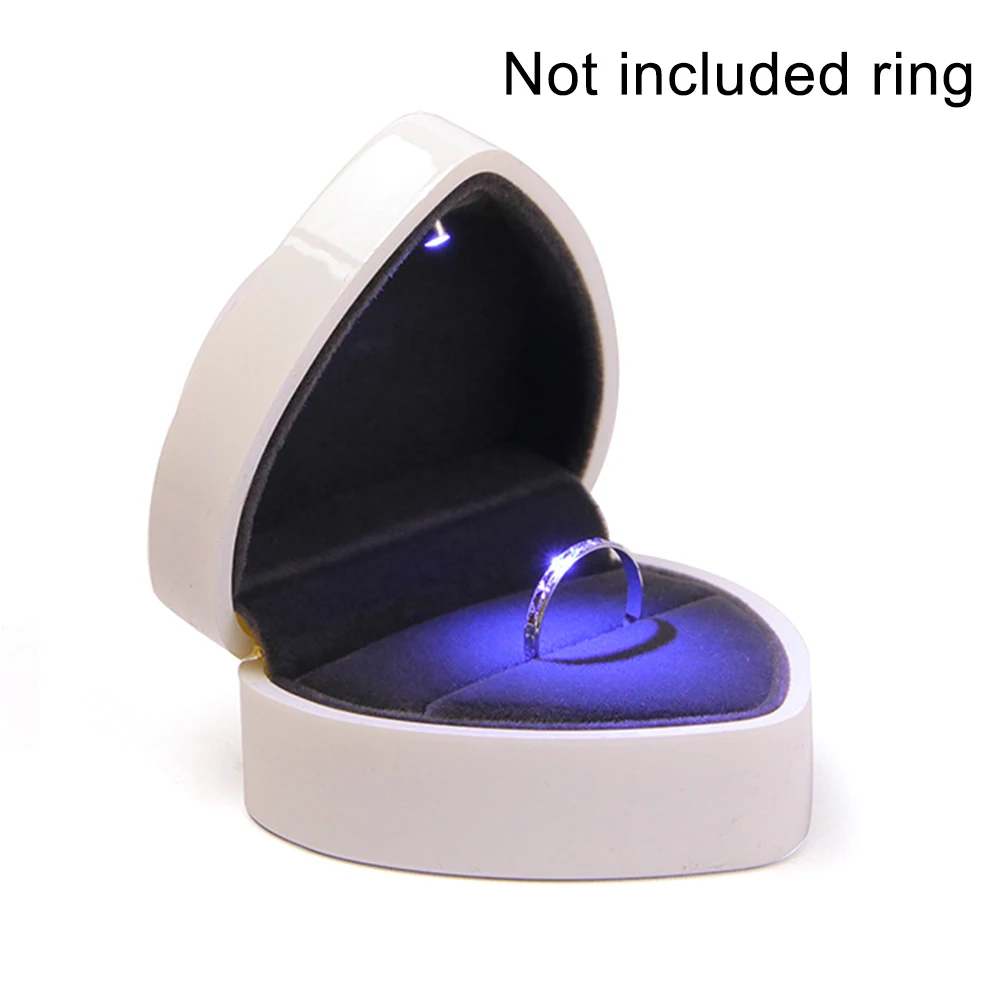 Бархатное ювелирное предложение, держатель дисплея, светодиодный светильник в форме сердца, коробка для свадебного кольца, органайзер для хранения