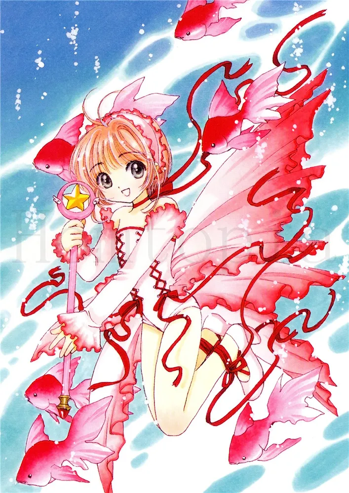 Карты Captor Sakura плакаты мультфильм наклейки на стену с белым покрытием бумага печатает Высокое разрешение четкое изображение гостиная спальня