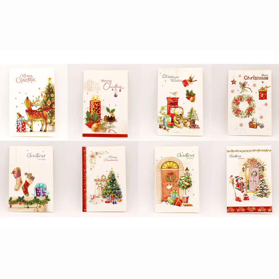 8pcs set cartoon deer christmas greeting card kids birthday gift certificates for kids