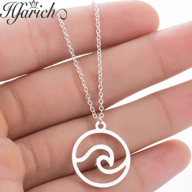 

Hfarich New Simple Cute Link Chain Circle Wave Pendant Necklace Fascination Attractive For Women Girls Kids Valentine Gifts