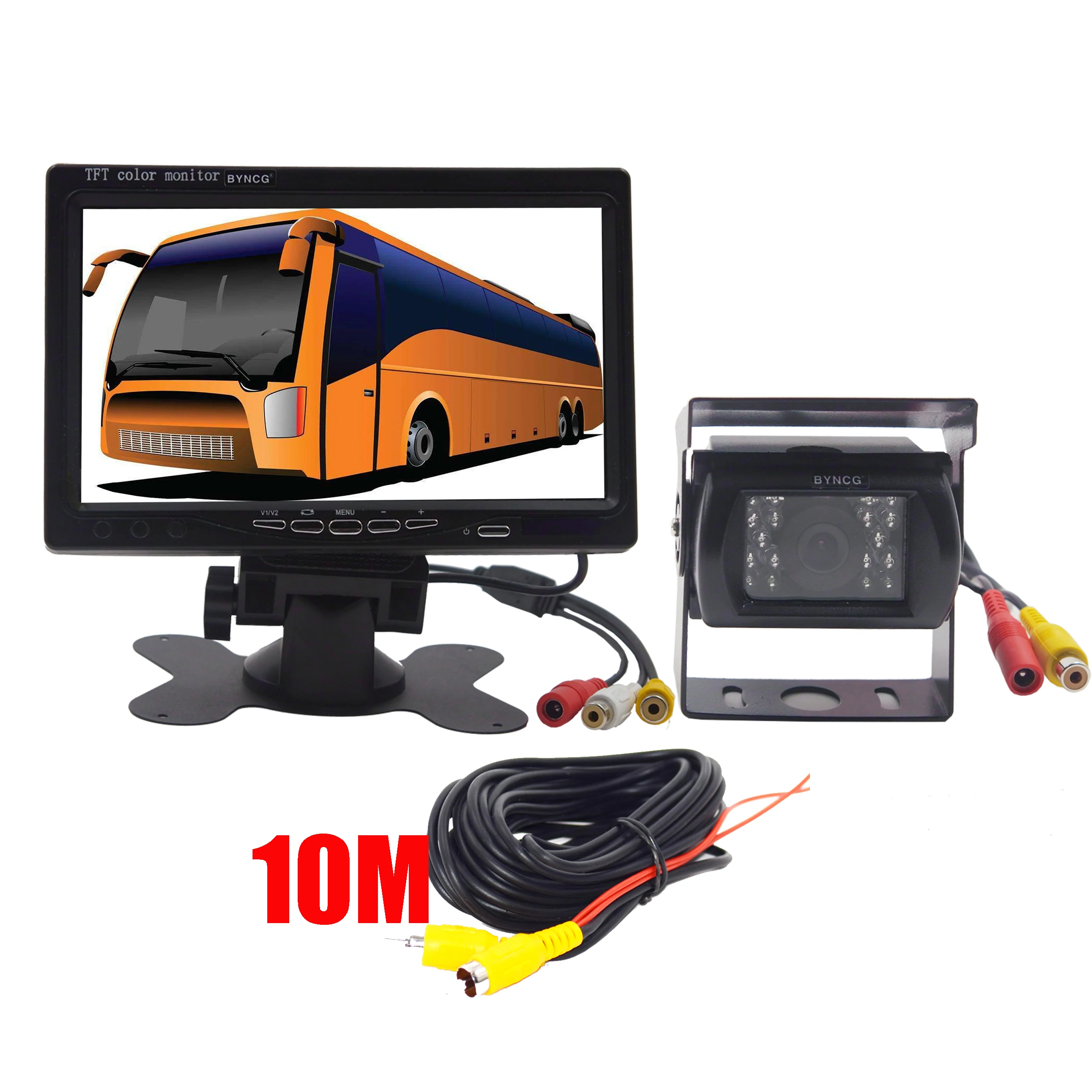 

BYNCG DC 12V-24V 7"TFT LCD Car Monitor Display +18 IR Night Vision Rear View Camera for Bus Truck RV Caravan Trailers