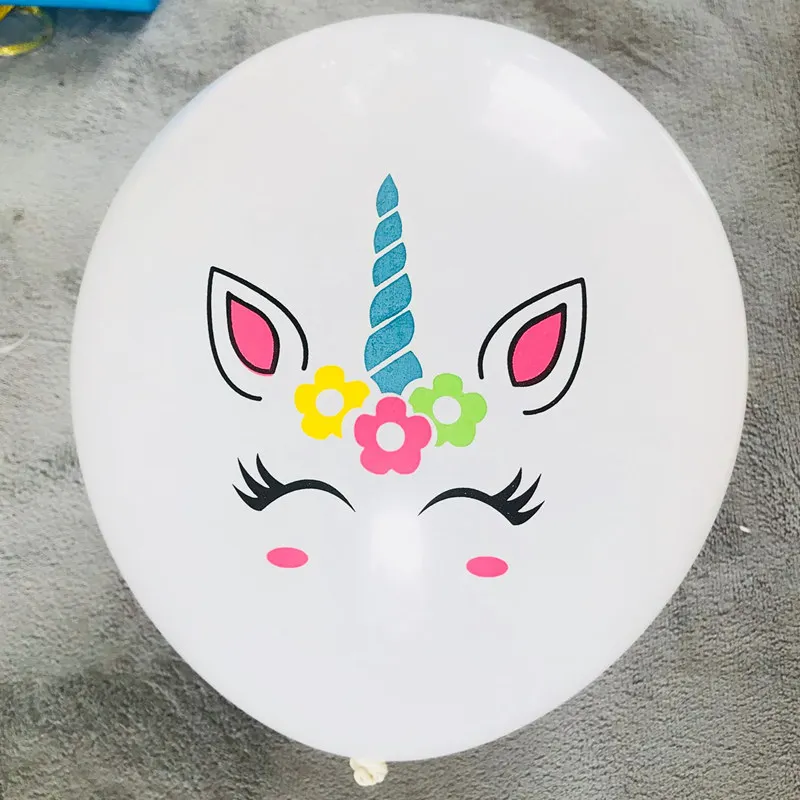 12 дюймов с днем рождения воздушные шары Единорог набор воздушных шаров Единорог день рождения балон латексные шары День рождения воздушные шары вечерние украшения - Цвет: White