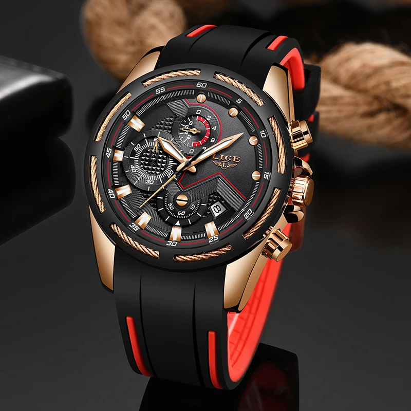 LIGE New Mens Watches Top Luxury Brand Men Unique Sports Watch Men's Quartz Date Clock Waterproof Wrist Watch Relogio Masculino