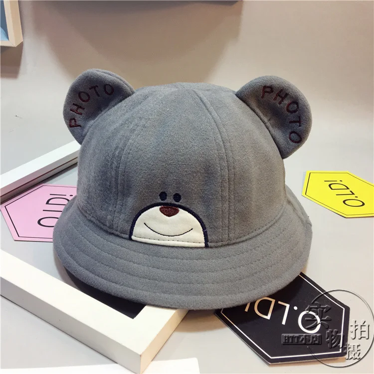 2018 Autumn And Winter Cute Little Bear Smiley Face Baby Fisherman Hat Boys And Girls Basin Cap ACC07 (8)